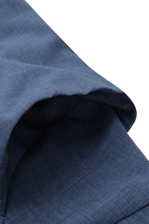 Close-up of breathable blue fabric of High-Waist Wrapped Comfy Pants with textured weave