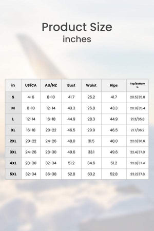 Loose Solid Color sleeveless two-piece set size chart with measurements in inches for bust, waist, hips, and length in various sizes