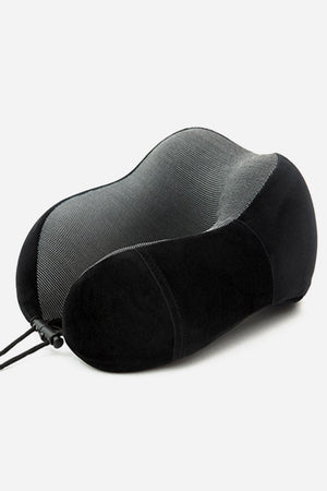 Travel Comfy Kit memory foam neck pillow in black for ergonomic travel comfort