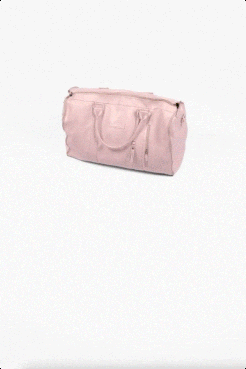 Pink no-wrinkle foldable travel bag made of waterproof PU leather with handles and zipper closure