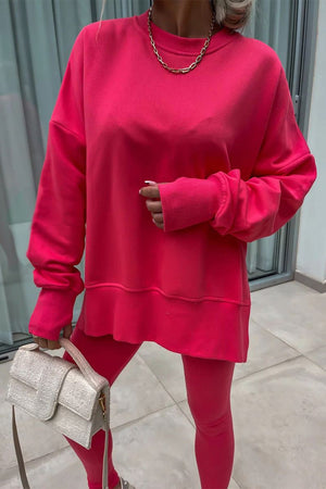 TimelessChic Ultra Comfortable Two-Piece Set in bright pink with relaxed fit and soft fabric