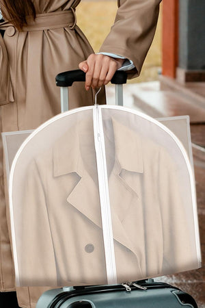 waterproof dustproof clothing cover protecting beige coat on suitcase handle