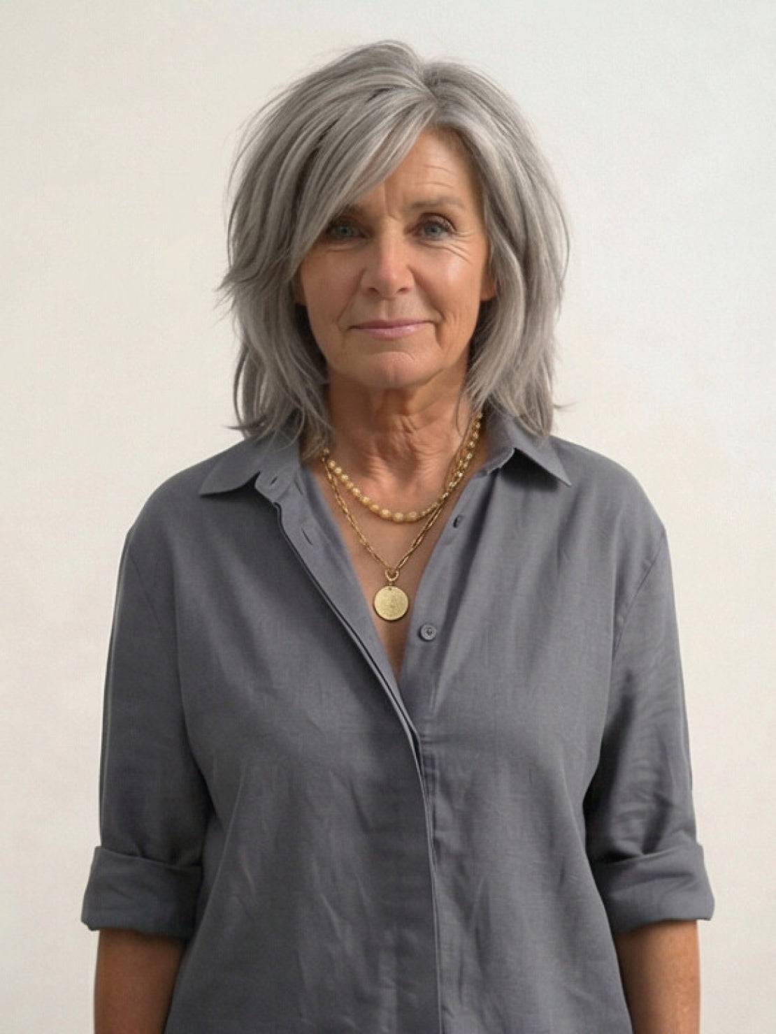 Model wearing oversized 100% cotton shirt and wide-leg pants co-ord set in relaxed fit and breathable fabric