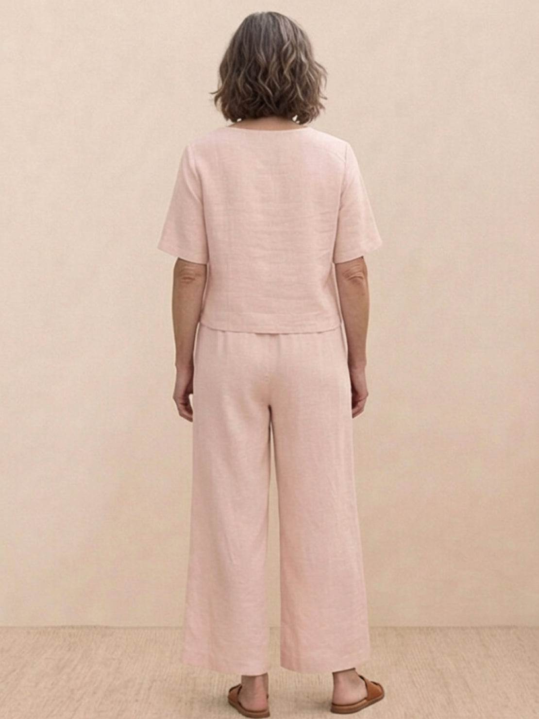 Loose Fit Co-ord Set featuring a soft-tailored top with wide sleeves and wide-leg trousers in breathable fabrics for relaxed, stylish wear