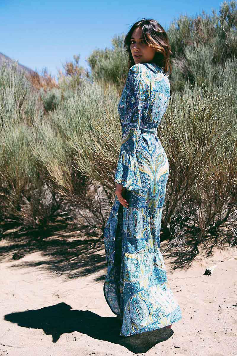 Desert Spell Bohemian Print Ruffle Maxi Dress