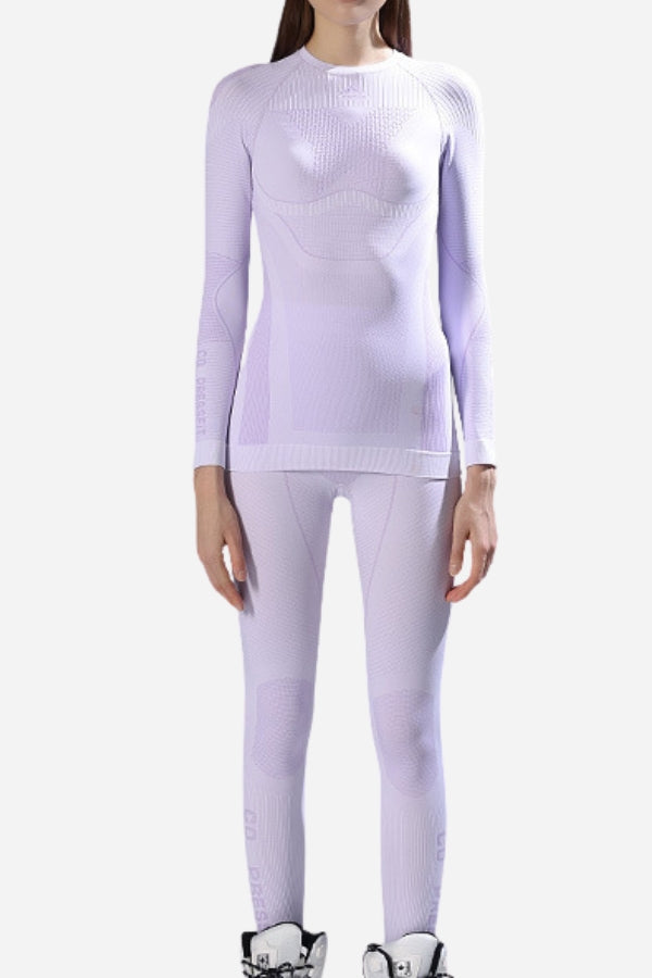 AeroTherm Breathable Warmth lightweight seamless thermal set in lavender, perfect for sleek, warm insulation.