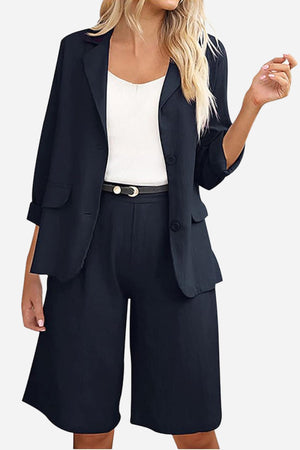 Blazer and High-Waisted Shorts Two-Piece Set