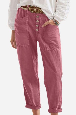 Casual Button-Down Utility-Chic Trousers with Pockets