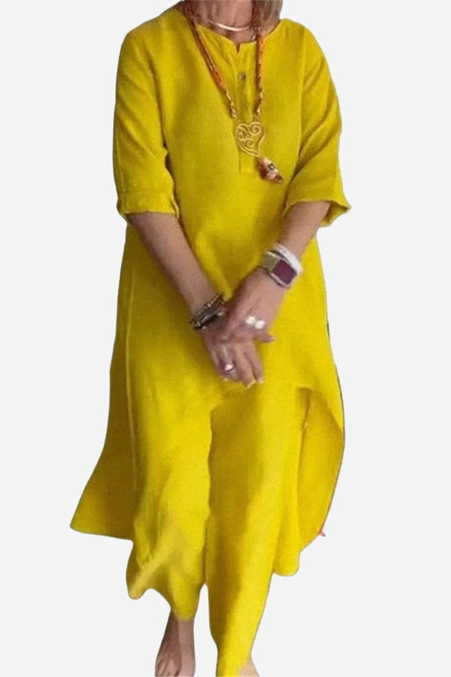 Breathable and featherlight vibrant yellow lounge set with relaxed fit and stylish silhouette