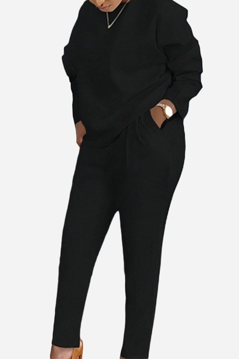 Black cotton two-piece set vibrant with comfortable fit for real bodies size S to 3XL