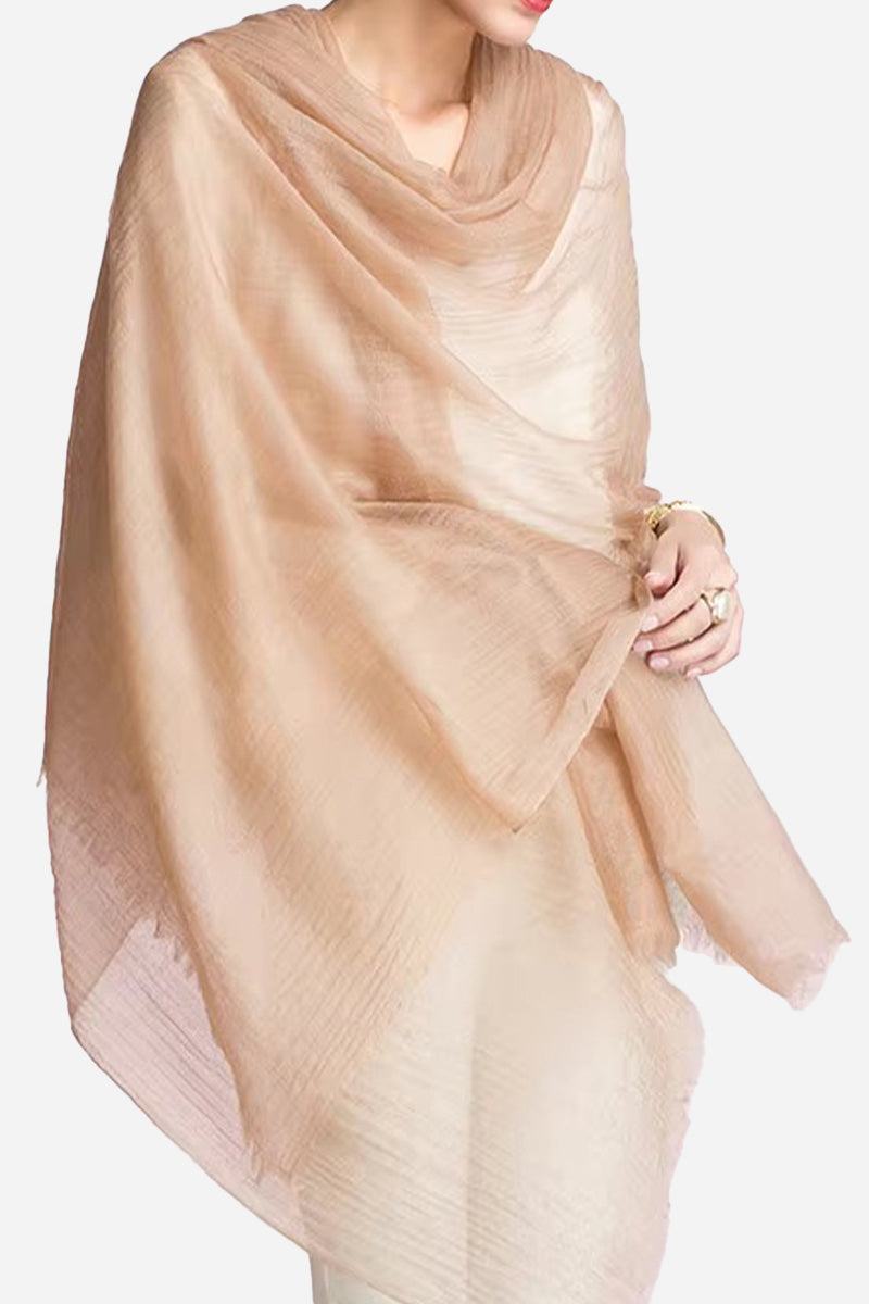 Lightweight 100% cashmere featherlight luxury scarf in soft beige wrap style