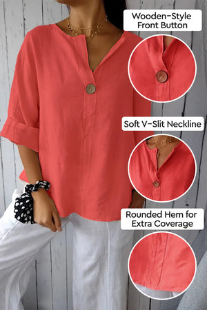 Pure Linen Age-Defying Button Detail Shirt