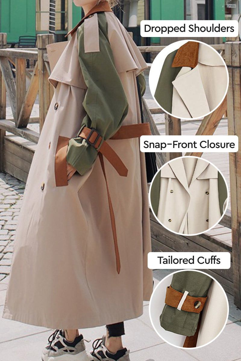 Urban Chic Oversized color block windbreaker with dropped shoulders, snap-front closure, and tailored cuffs, designed for a flattering, modern look.