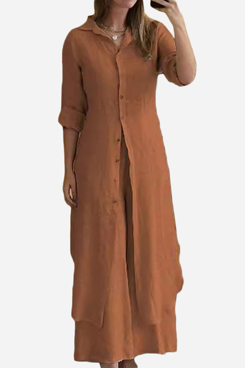 Refined Comfort Coordinated Wide-Leg Two-Piece