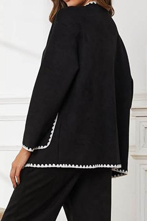 Mix & Match Contrast-Trim Knit Cardigan Set