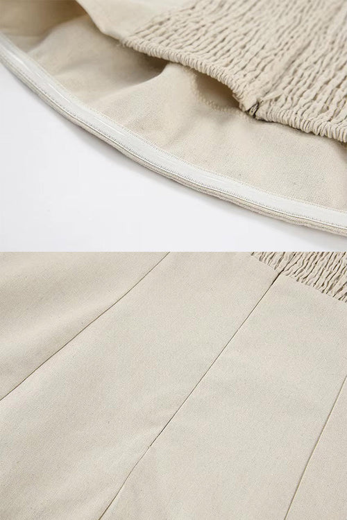 Cotton-Linen Blend Strapless Long Dress