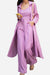 Women’s relaxed fit shirt and trouser three-piece set in soft pink, lightweight and stylish for casual or formal wear.