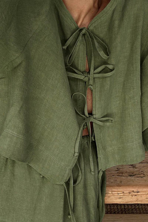 100% Cotton Long-sleeve Crop Top Maxi Skirt Set