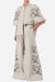 Dolce Vita Cotton Linen floral embroidered balloon sleeve top and wide-leg pants set in natural breathable fabric
