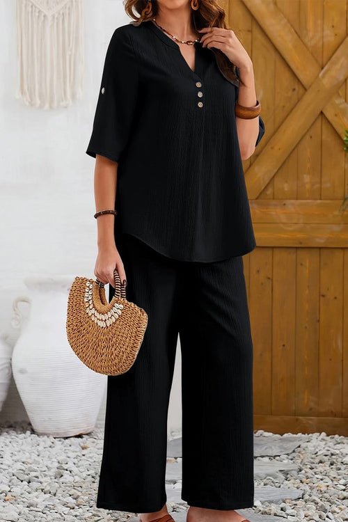 Wrinkle-Free Wide Leg & Top Set