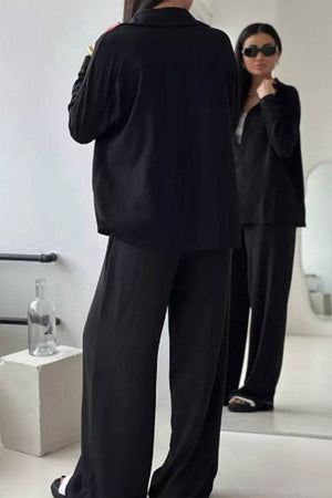Relaxed Fit Wide-Leg Two-Piece Set