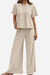 Beige Riviera Relaxed Two Piece Set with short-sleeve top and wide-leg pants for comfortable travel and casual wear