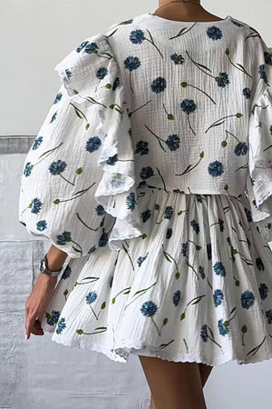 Sweet Countryside 100% Cotton Ruffled Two-Piece Set