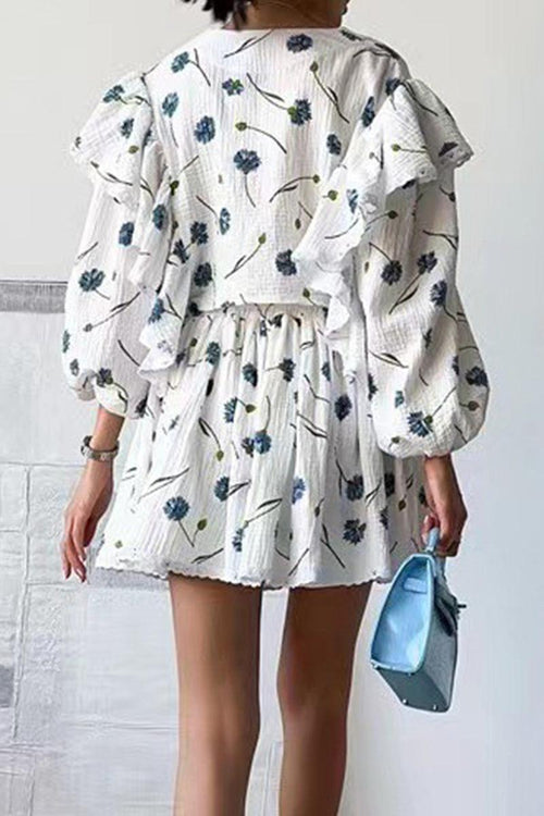 Sweet Countryside 100% Cotton Ruffled Two-Piece Set