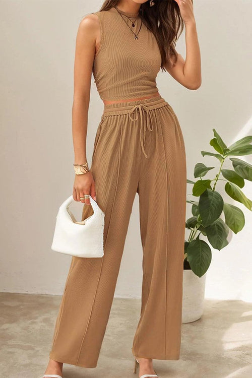 Stroll & Hangout Ribbed Knit Two-Piece Set