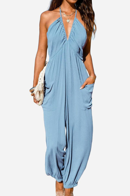 Sunshine On Sand Halter-Neck Jumpsuit