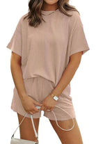 Lightweight textured two-piece set for slow mornings with relaxed fit and breathable soft polyester fabric