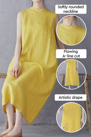 Sunrise Market 100% Linen Midi Dress