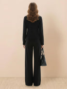 Sleek Nano-Fleece Zip Two-Piece Set with hip-length jacket and wide-leg pants for warm, wrinkle-resistant comfort