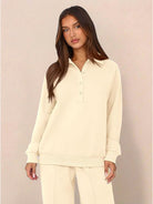 Wrinkle-free polo set with structured two-piece design, breathable fabric, and functional pockets