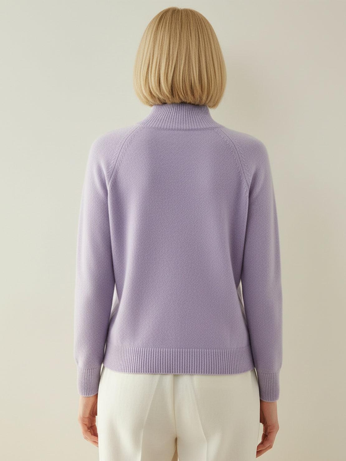 Lightweight 100% Italian cashmere sweater with mock-neck and regular fit, soft and breathable for all-day comfort