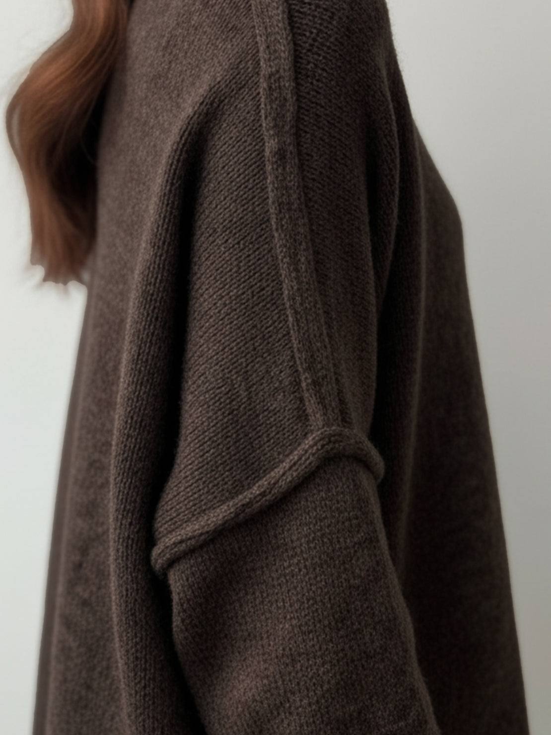 Soft-Knit Turtleneck two-piece set with mock turtleneck and wide-leg pants in cozy acrylic knit