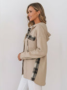 CloudKnit Oversized Hooded Shacket with waffle knit texture and button front closure