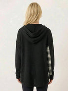 CloudKnit Oversized Hooded Shacket in textured waffle knit with button front and drawstring hood