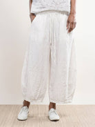 Lightweight 100% linen harem balloon pants with elastic drawstring waistband and side pockets