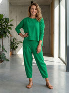 Women wearing lightweight All-Day Comfort 2-Piece Outfit Set in breathable polyester fabric