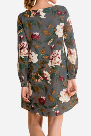 All Over Floral Print Linen Shift Dress