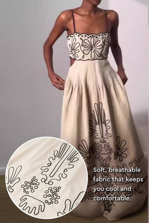 Artisan Embroidered Scallop Bohemian Romance Dress
