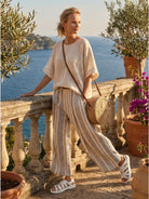 Coastal Comfort Linen two-piece set with lace details and breathable fabric