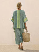 Coastal Comfort Linen two-piece set with lace and breathable fabric on mannequin