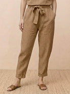 Cotton-linen blend monochrome two-piece set with relaxed fit and breathable fabric