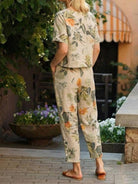 Cotton-linen blend monochrome two-piece set with relaxed fit and breathable fabric