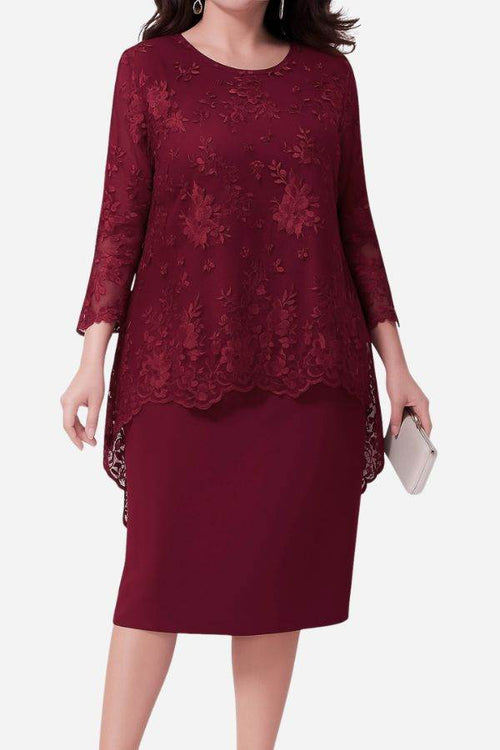 Elegant Lace Embroidered Two-Piece Evening Dress
