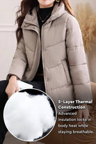 Everyday Warmth Coat mid-length hooded coat with 5-layer thermal insulation and wind-resistant shell