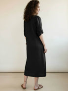 Woman wearing Pure Cotton Elegance dress in soft breathable fabric