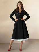 Women's water-repellent rain A-line hooded coat with insulated lining and belt